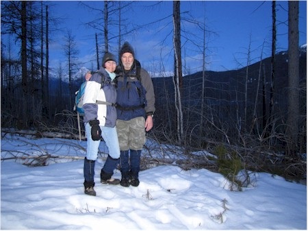 David and I on a moonlit stroll in Glacier