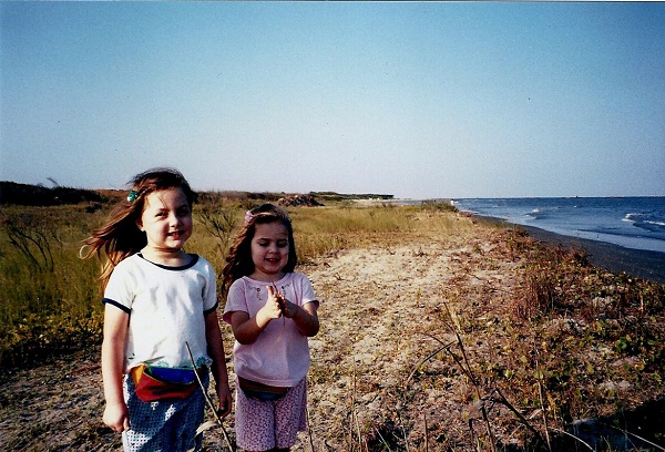 Mallory and Eileen on the beach in Grand Isle, Louisiana 2001