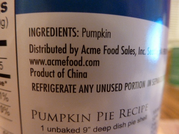 canned pumpkin label