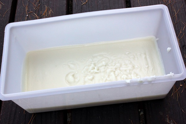 Lye Soap in Plastic Container