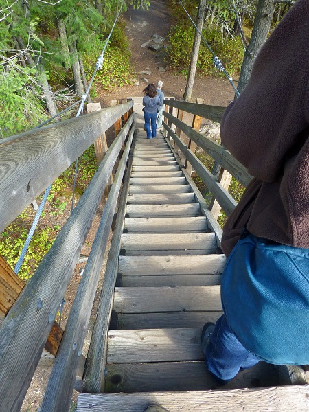 down stairs from swinging bridge Kootenai Falls